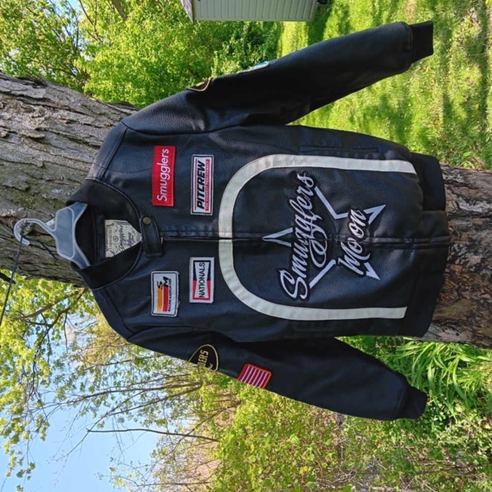 SMUGGLERS MOON Black Leather Racing Jacket
